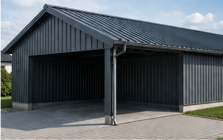 Trapezblech Dach auf Garage oder Carport