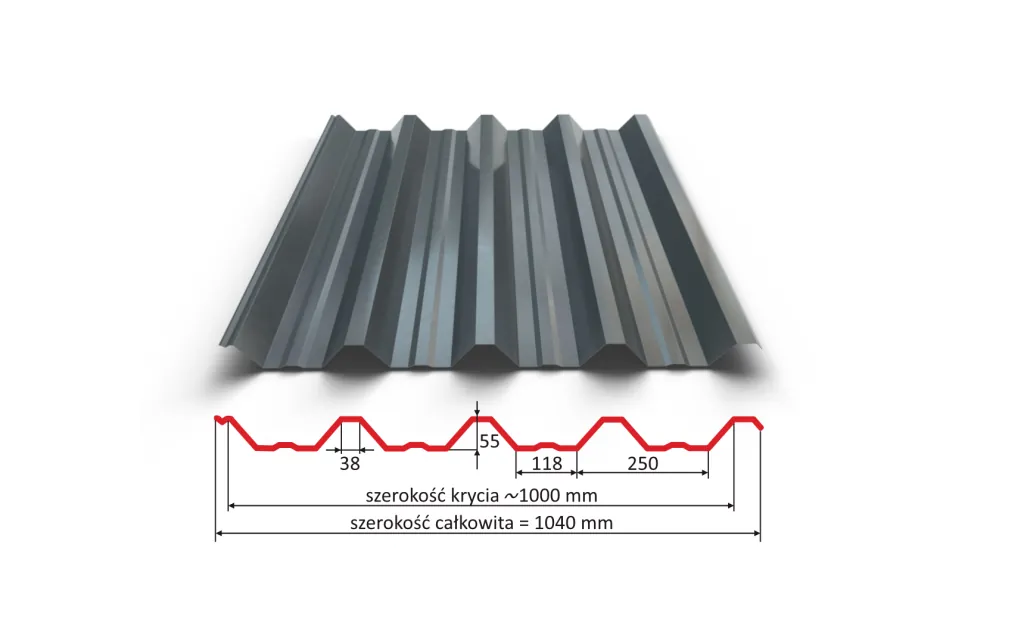 Technische Skizze T-55 Trapezblech