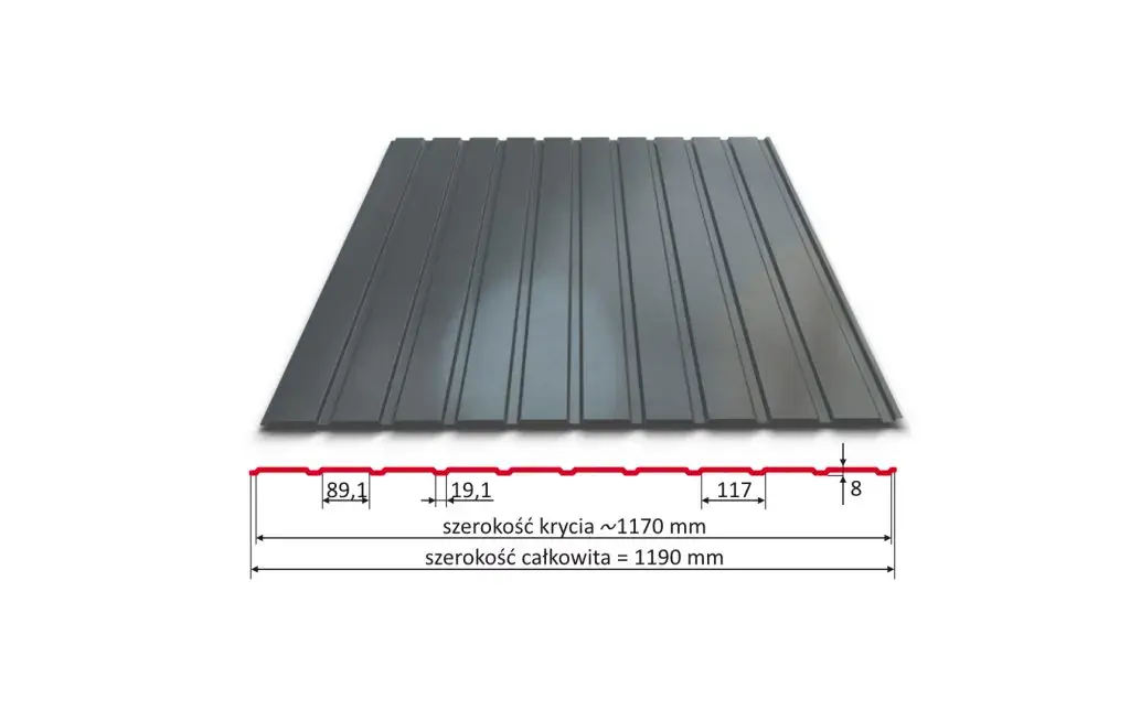 Technische Skizze T-8 Trapezblech